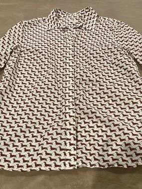 Talbots White Button-Down Shirt with Dachshund Print